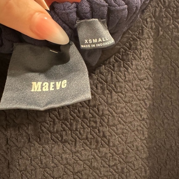 MAEVE ANTHROPOLOGIE Navy Black Colorblock Textured Mini Dress Size XS VGUC - Picture 4 of 4